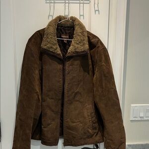 Danier Men's Brown Suede Jacket with Shearling Collar⭐️